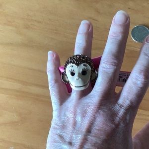 NWT Betsey Johnson Monkey face ring size 8.